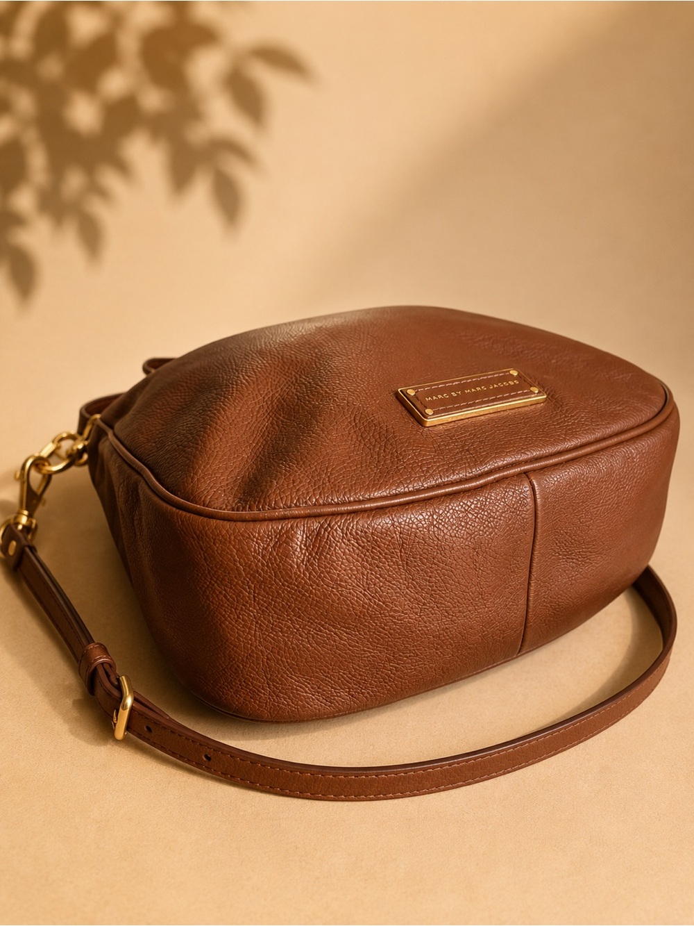 Marc by Marc Jacobs Pebbled Leather Hobo Shoulder Crossbody Cognac Bag - Picture 12 of 16